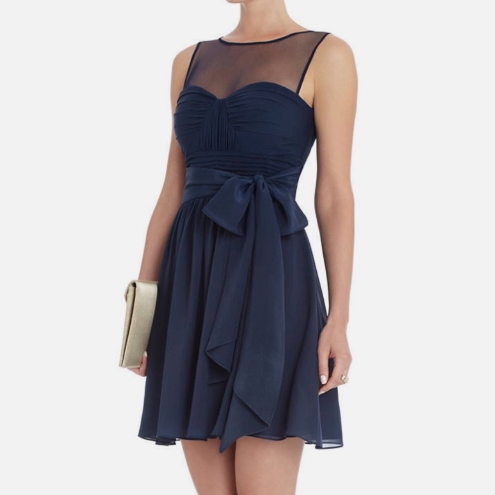 BCBGMaxAzria Navy Blue Chiffon Mini Dress